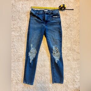 Good American Good Waist Crop Skinny Distressed Stretch Denim